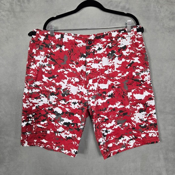 Rothco BDU Cargo Shorts mens Large Red Digital Camo cargo Adjustable Waist - Picture 1 of 12